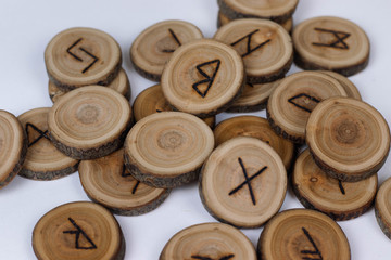 round wooden runes