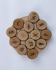 round wooden runes