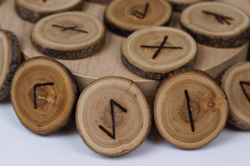 round wooden runes