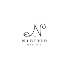letter N logo illustration needle design vector template