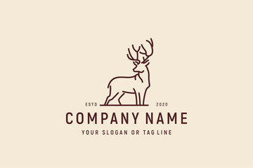 deer monoline logo design vector