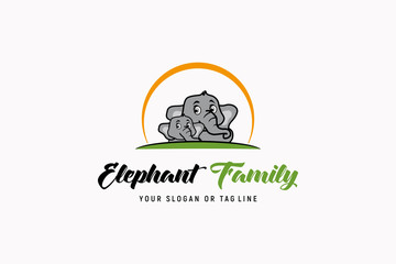Elephant family logo icon design vector
