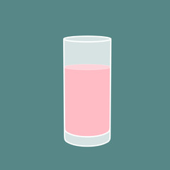 Glass of pink lemonade on a green background