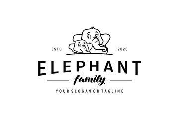 Elephant family logo icon design vector