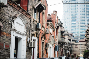 Zhang Yuan Shikumen old walled community and its buildings in shanghai, china
