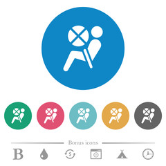 Disabled air bag dashboard indicator flat round icons