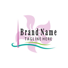 logo brand illustration icon needle flower design template vector