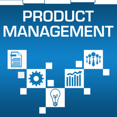 Product Management Blue Squares White Business Symbols 