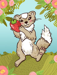 Weasel beast cartoon. vector illustration