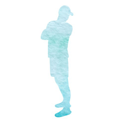 vector, isolated, watercolor silhouette of a man in a cap