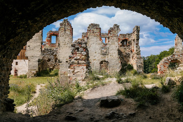 Fototapeta na wymiar Ruins of gothic fortress and renaissance castle Zviretice, Bakov nad Jizerou, Central Bohemian Region, Czech Republic