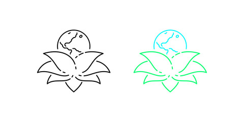 Planet earth inside of lotus flower petals