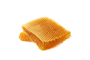 Fresh honeycomb pieces isolated on white background