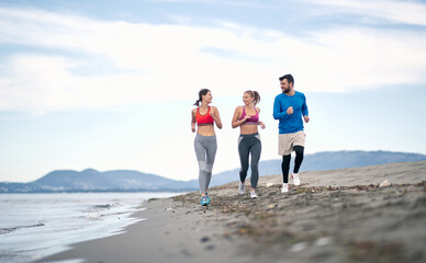 Group of people jogging together; Healthy lifestyle concept