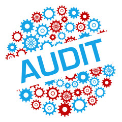 Audit Red Blue Gears Circular Badge Style 
