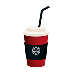 disposable coffee red color mockup with white sign, corporate identity vector illustration design