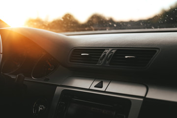 Interior view of car with black salon