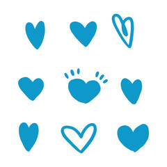 Heart doodles. Hand drawn hearts. Design elements for Valentine's day. Vector EPS 10.