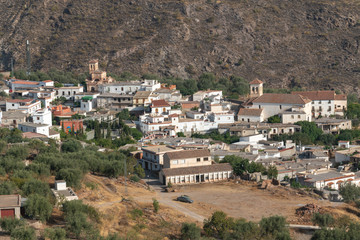 Fototapeta na wymiar small town with white facades and church
