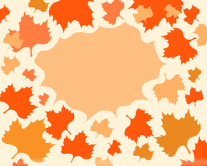 Obraz premium Autumn background with maple leaves drawing in orange tones.
