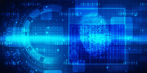 Naklejka premium Fingerprint Scanning Technology Concept 2d Illustration