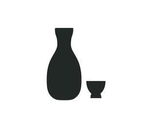 Sake bottle  icon. Sake vector illustration. 