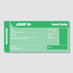 deposit saving account bank payment paper slip with text space to add your identity and amounts. vector illustration