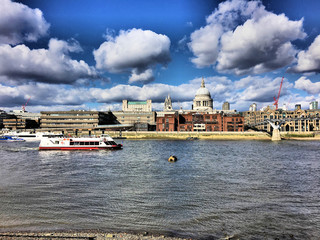 St Pauls across the river Thames in London