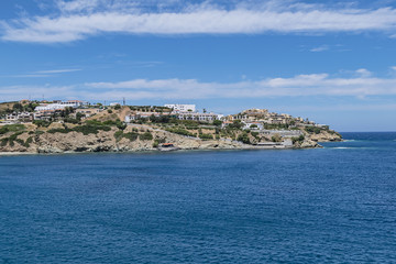 Fototapeta premium A beautiful view of the coast and Gulf of Mononaftis, near the popular village of Agia Pelagia in Crete, Greece.