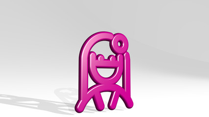 people woman 3D icon casting shadow - 3D illustration for business and background