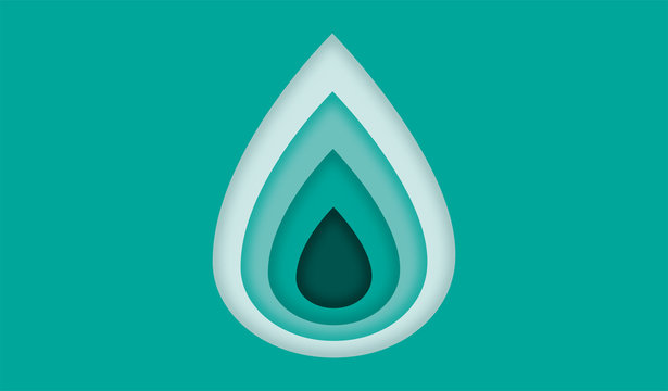 3D illustration in the style of paper cut, water drop layers of paper vector 10 EPS