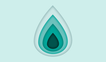 3D illustration in the style of paper cut, water drop layers of paper vector 10 EPS