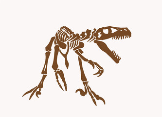 Vintage illustration of tyrannosaurus skeleton,vector