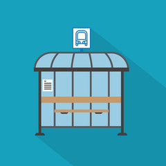 glass bus stop icon - vector illustration
