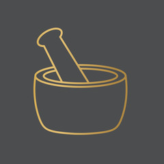 golden mortar icon - vector illustration