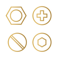Obraz premium golden nuts and bolts icon - vector illustration