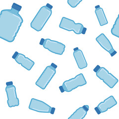 Plastic bottle pattern background.Vector illustration of blue plastic bottles seamless pattern.