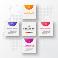 Business infographics template 4 steps with square,Element for design invitations,Vector illustration.