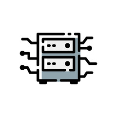 filled line style icon of server isolated on white background. EPS 10