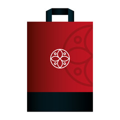 bag paper red color mockup with white sign, corporate identity vector illustration design