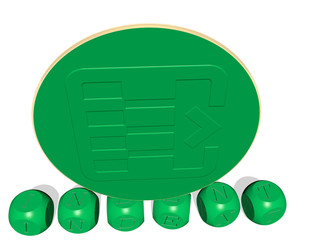 INDENT cubic letters with 3D icon on the top - 3D illustration