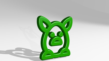 TOYS FURBY 3D icon casting shadow - 3D illustration for background and christmas