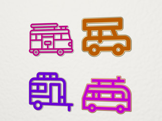 CAMPER 4 icons set - 3D illustration for camping and adventure