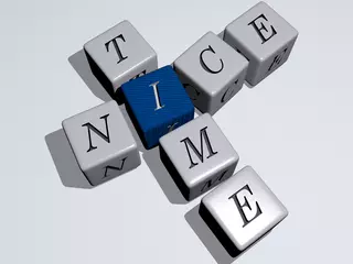 Deurstickers nice time crossword by cubic dice letters - 3D illustration for background and beautiful © Ali