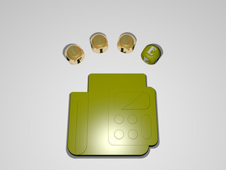 FILE circular text of separate letters around the 3D icon - 3D illustration for background and...