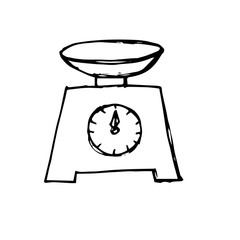 Weighing scale hand drawn icon
