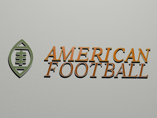 AMERICAN FOOTBALL icon and text on the wall - 3D illustration for background and african