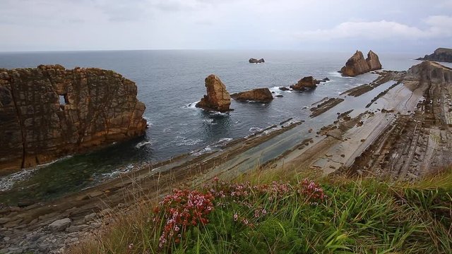 Static general view of the Urros de Liencres, in Cantabria, Spain.
