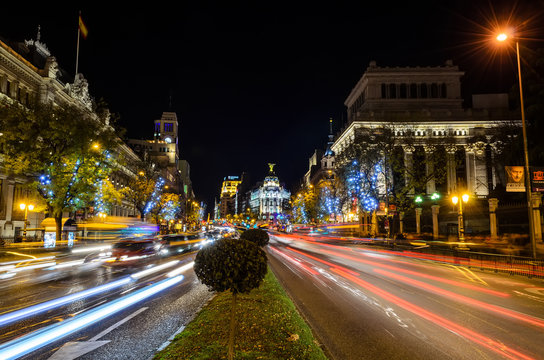 Madrid at night during the Christmas holidays