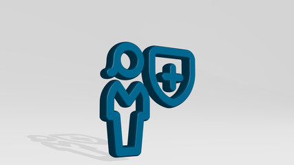 SINGLE WOMAN SHIELD 3D icon casting shadow - 3D illustration for background and isolated